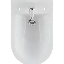Bidet UrbY Compact gain de place céramique SANINDUSA pose au sol avec trous abattant (abattant non compris) blanc