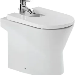 Bidet UrbY céramique traditionnelle SANINDUSA pose au sol avec trous abattant (abattant non compris) blanc