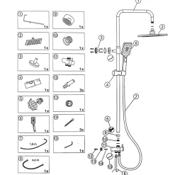 BLACKROMA Colonne de douche sans mitigeur hauteur réglable 80 à 115 cm, Noir mat
