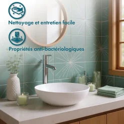 BOLÉA - Vasque ronde à poser 40 cm en solide surface - Design épuré et contemporain