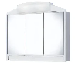 B-RANDO Armoire de toilette avec miroir 59X51X16 cm , lumineux, avec prise et tiroir, en plastique finition blanche - BATHSTAGE