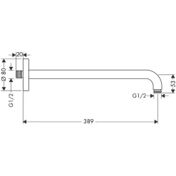 Bras de douche HANSGROHE M 38,9 cm Chromé
