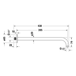 Bras de tête de douche en laiton, Barre de douche fixation murale 41cm (sans tête de douche) - Or poli