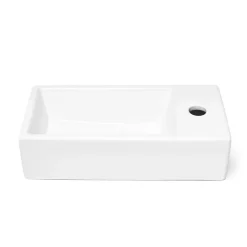 Brevis Lave-mains suspendu avec trou pour robinetterie à droite, 40,5x20,5x10,5cm + Siphon (SATBRE4020SR-SET2)