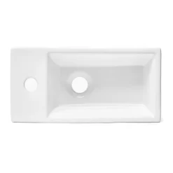 Brevis Lave-mains suspendu avec trou pour robinetterie à droite, 40,5x20,5x10,5cm + Siphon (SATBRE4020SR-SET2)