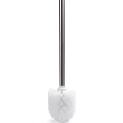 Brosse WC en polypropylène blanc et manche inox Ø8 x H.35 cm, MSV