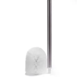 Brosse WC en polypropylène blanc et manche inox Ø8 x H.35 cm, MSV