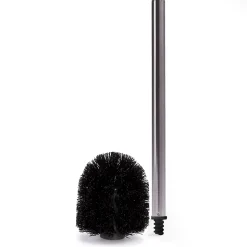 Brosse WC manche acier inoxydable brosse noire H.32 cm