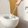Brosse WC manche acier inoxydable brosse en polypropylène blanche Ø7,5 x H.33 cm