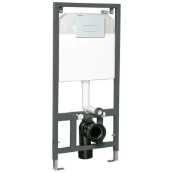 Bâti support universel KERRA pour WC suspendu Avec plaque chasse d'eau blanche