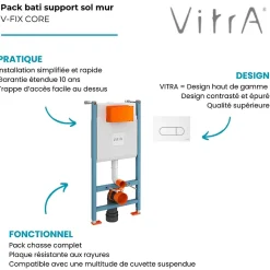 Bâti support VITRA V-Fix Core mur porteur + Plaque Root Round Blanche