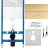 Bâti Support Wc Avec Plaque De Commande Type T Rea Brush Gold