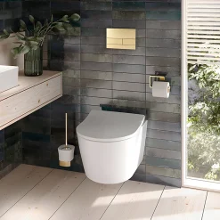 Bâti Support Wc Avec Plaque De Commande Type T Rea Brush Gold
