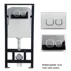 Bâti-support Toilettes Japonais céramique, WC lavant japonais pack complet - 38,4x59,3x38cm - Basic 1102 Modèle verre blanc