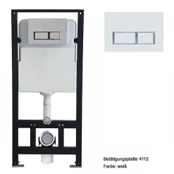 Bâti-support Toilettes Japonais céramique, WC lavant japonais pack complet - 38,4x59,3x38cm - Basic 1102 Modèle 4112 blanc mat