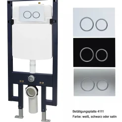 Bâti-support Toilettes Japonais céramique, WC lavant japonais + télécommande - 38,4x59,3x38cm - PRO+ 1102 - Plaque 4111 blanc mat