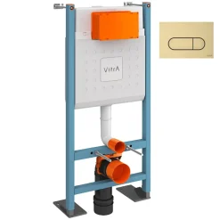 Bâti-support VITRA V-Fix Core auto-portant + Plaque Root Round Or brossée