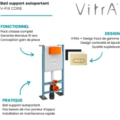 Bâti-support VITRA V-Fix Core auto-portant + Plaque Root Round Or brossée