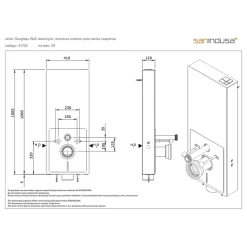 Bâti-support WC suspendu avec habillage blanc complet insonorisé prêt à poser SANINDUSA SANGLASS WALL 3/6L