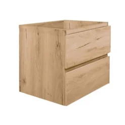 B-Way 59x50x45 cm meuble de salle de bain suspendu avec plaque de recouvrement, 2 tiroirs, chêne mat (BWAY260OAKDESK)