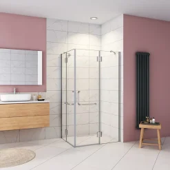 Cabine de douche - 8 mm Verre Anticalcaire - 120 x 90 x190 cm - alu Chrome - avec porte-serviette