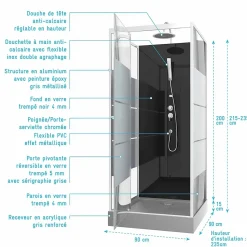 Cabine de douche 90 carrée 90x90x225cm - SCRATCHY 90