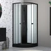 Cabine de douche 1/4 de cercle 85x85x200 cm - Portes coulissantes - Receveur Noir Mat
