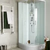 Cabine de douche 1/4 de cercle l.85 x L.85 x H.225 cm – hydromassante, blanc, montage rapide, GoodHome Onega