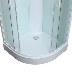 Cabine de douche 1/4 de cercle l.85 x L.85 x H.225 cm – hydromassante, blanc, montage rapide, GoodHome Onega