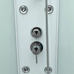 Cabine de douche 1/4 de cercle l.85 x L.85 x H.225 cm – hydromassante, blanc, montage rapide, GoodHome Onega