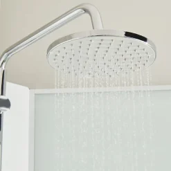 Cabine de douche 1/4 de cercle l.85 x L.85 x H.225 cm – hydromassante, blanc, montage rapide, GoodHome Onega