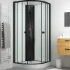 Cabine de douche 1/4 de cercle 85x85x200 cm - Portes coulissantes - Fonds Blancs & Profilés Noir Mat
