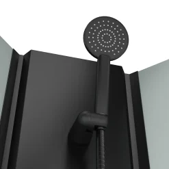Cabine de douche 1/4 de cercle 85x85x200 cm - Portes coulissantes - Fonds Blancs & Profilés Noir Mat