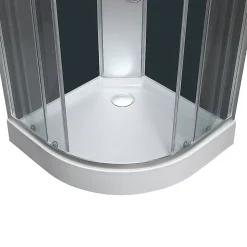 Cabine de douche 1/4 de cercle l.90 x L.90 x H.215 cm – hydromassante, gris anthracite, profilés chromés, montage rapide, GoodHome Onega