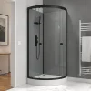 Cabine de douche 1/4 de cercle l.90 x L.90 x H.215 cm – équipements noir mat, grande ouverture, Galedo Grey Touch