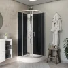 Cabine de douche 1/4 de cercle l.85 x L.85 x H.225 cm – hydromassante, chromé, montage rapide, GoodHome Onega