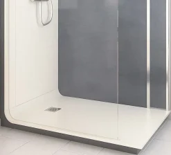 Cabine de douche à l’italienne l.90 x L.140 x H.218 cm – effet béton, receveur de plain-pied, Elmer Serenity