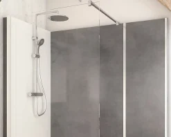 Cabine de douche à l’italienne l.90 x L.170 x H.218 cm – effet pierre charbon, receveur de plain-pied, Elmer Serenity