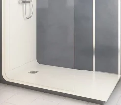 Cabine de douche à l’italienne l.80 x L.160 x H.218 cm – effet béton, receveur de plain-pied, Elmer Serenity