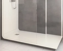 Cabine de douche à l’italienne l.80 x L.170 x H.218 cm – effet pierre charbon, receveur de plain-pied, Elmer Serenity