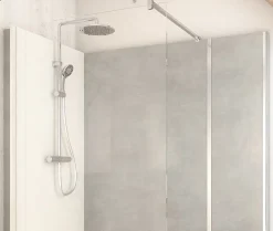 Cabine de douche à l’italienne l.90 x L.160 x H.218 cm – effet pierre grise, receveur de plain-pied, Elmer Serenity