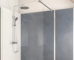 Cabine de douche à l’italienne l.90 x L.170 x H.218 cm – effet béton, receveur de plain-pied, Elmer Serenity