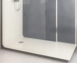 Cabine de douche à l’italienne l.90 x L.170 x H.218 cm – effet béton, receveur de plain-pied, Elmer Serenity