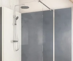 Cabine de douche à l’italienne l.80 x L.170 x H.218 cm – effet béton, receveur de plain-pied, Elmer Serenity