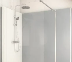 Cabine de douche à l’italienne l.90 x L.160 x H.218cm – effet ciment, receveur de plain-pied, Elmer Serenity