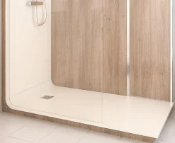 Cabine de douche à l’italienne l.80 x L.170 x H.218 cm – effet bois, receveur de plain-pied, Elmer Serenity