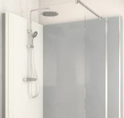 Cabine de douche à l’italienne l.80 x L.140 x H.218 cm – effet ciment, receveur de plain-pied, Elmer Serenity
