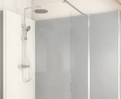 Cabine de douche à l’italienne l.80 x L.170 x H.218 cm – effet ciment, receveur de plain-pied, Elmer Serenity
