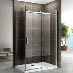Cabine de douche ALIXA H.200 cm porte coulissante en verre 8 mm transparent 85 x 150 cm (porte 150) - Saniverre