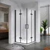 Cabine de douche ATÉA-BLACK H.180 cm, 80 x 90 cm, 2 portes pliantes et pivotantes, verre transparent 6 mm + receveur - Saniverre